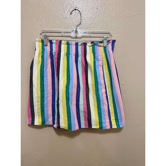 J. Crew Striped Mini Skirt Multicolor Linen Blend C5025 SP18 Colorful - Picture 1 of 7